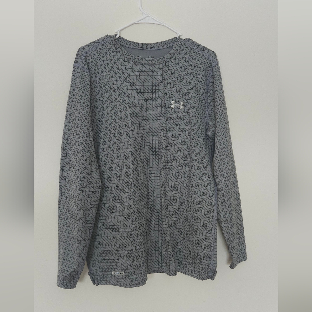 Under Armour Gray Geometric Long Sleeve Performance Shirt